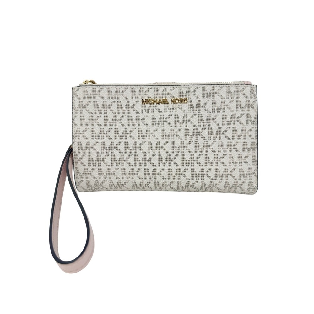 Michael Kors Signature Logo Smartphone Wallet Jet Set Travel Tan/Pink